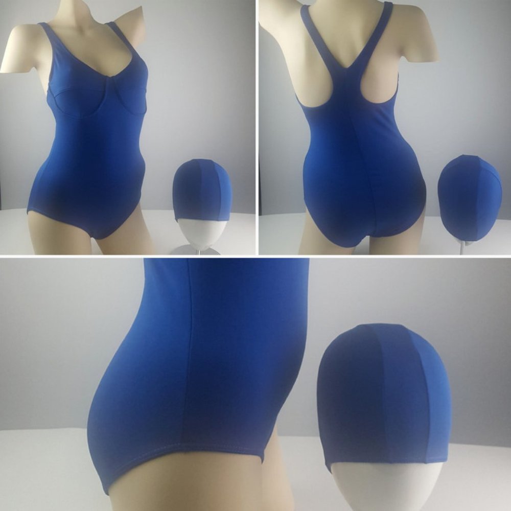 Trinys Women's One Piece Swimsuit with Cap, new, blue